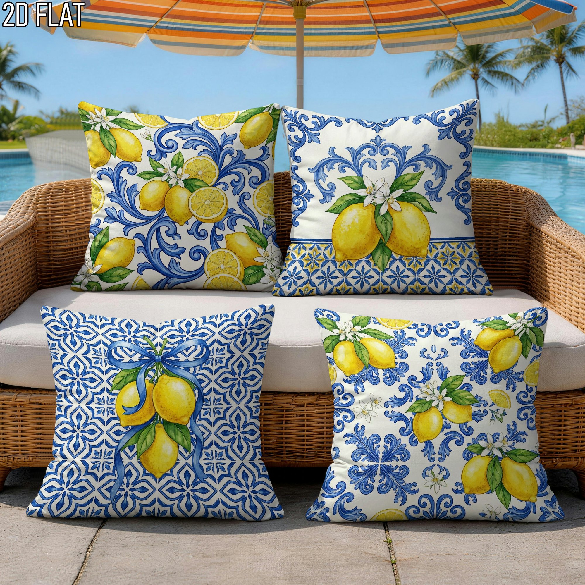 4Pcs Italian Summer Style Thro - Ceramic Tile Blank ulasan dan harga