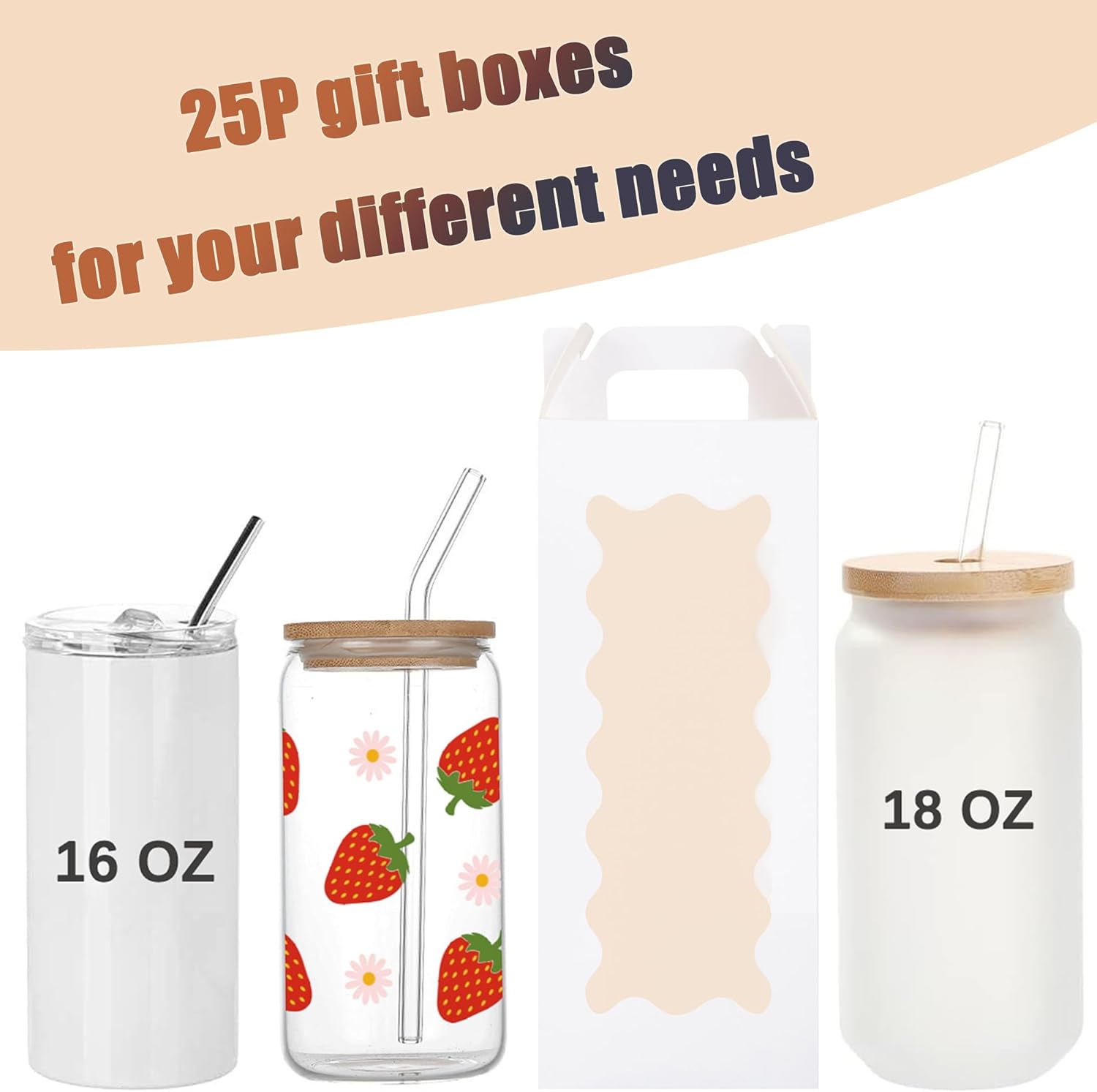 25 Pack Tumbler Gift Boxes wit - Tumbler 20Oz White ulasan dan harga