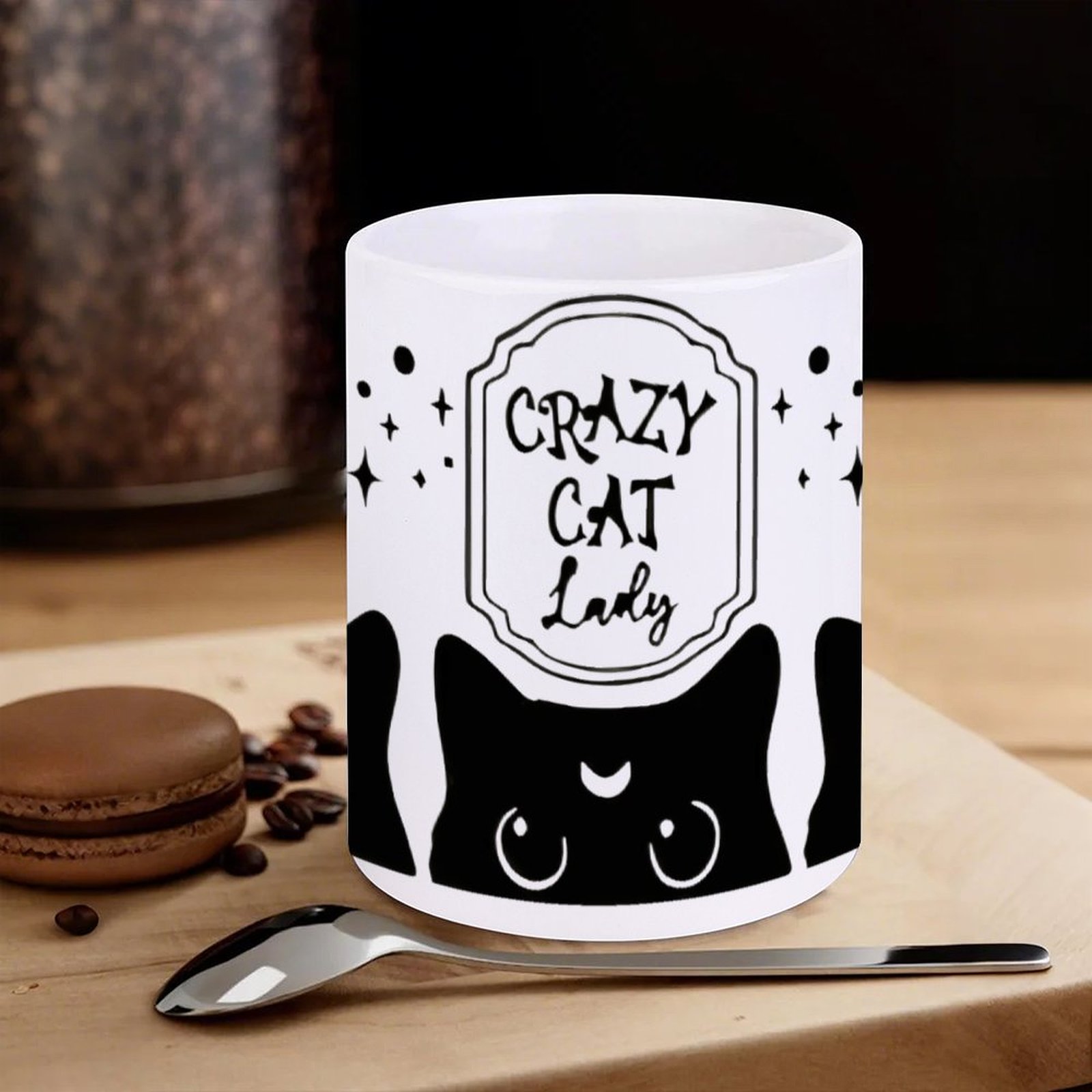 Three Black Cats With Crescent - Sublimation Mug White ulasan dan harga
