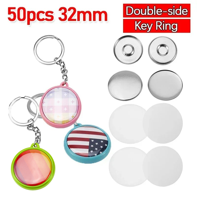 50pcs/Set 32mm Double-side Key - Button Badge Blank ulasan dan harga