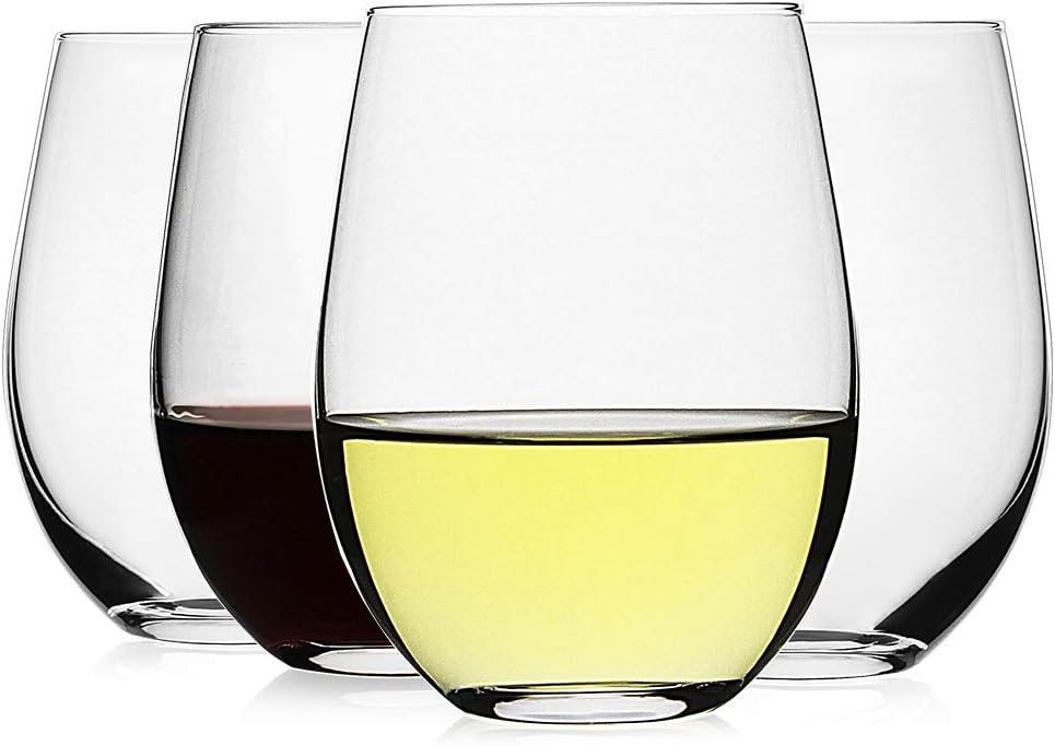 Stemless Wine Glasses Set of 4 - Tumbler 20Oz White ulasan dan harga
